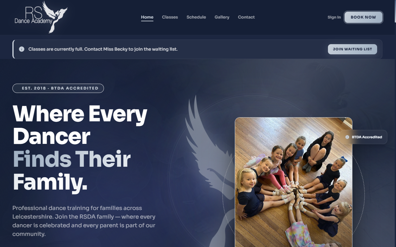 RSDA Dance Academy website design