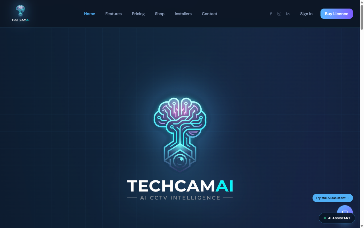 TechCam AI website design